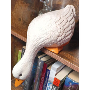 Vintage Ceramic Goose Shelf Sitter Figurine White Farmhouse Country Decor